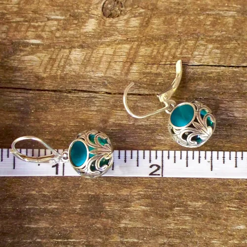 Vista 12 de Bottled Up Designs Aretes de encaje vintage hechos a mano, plata esterlina, ecológicos, fabricados en Estados Unidos, regalos de cumpleaños, día