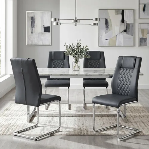 Vista 22 de gopop Juego de 4 sillas de comedor, modernas sillas de cocina y comedor con patas de metal galvanizado, sillas laterales tapizadas para comedor