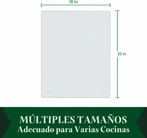 Vista 2 de Phore Tabla de cortar de vidrio templado para cocina, apta para lavavajillas, tabla de cortar transparente para encimera, resistente a los arañazos