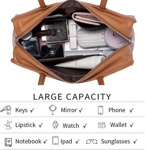 Vista 4 de BOSTANTEN Bolsos de diseñador para mujer, de cuero suave genuino, con asa superior, bolsos y bolsos, bolso de hombro, marrón, cartera de cuero