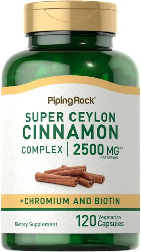 Vista 8 de Piping Rock Super Ceylon Complejo de Canela de Ceilán Cápsulas 2500 mg 240 Pastillas en Polvo Suplemento de Extracto con Cromo y Biotina