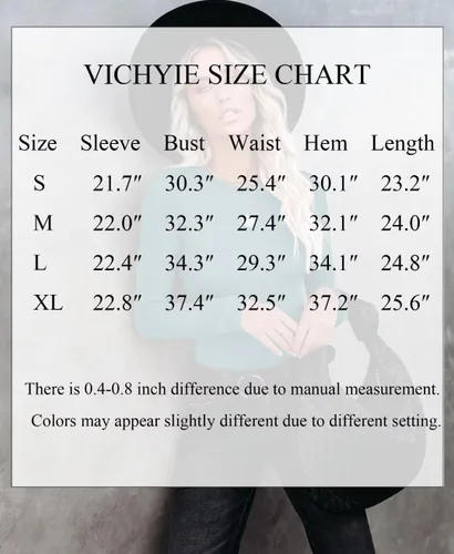 Vista 2 de VICHYIE Ropa de otoño para mujer, cuello redondo, acanalada, manga larga, ajustada, camiseta básica casual