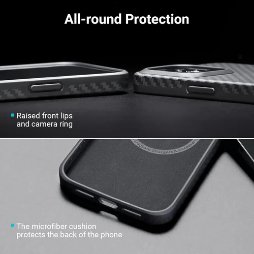 Vista 4 de pitaka Funda protectora para iPhone 14 Pro Max, 6.7 pulgadas, grado militar, compatible con MagSafe [MagEZ Case Pro 3] fibra de aramida 1500D
