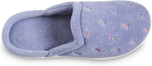 Vista 5 de isotoner Pantuflas de rizo para mujer con espuma viscoelástica para mayor comodidad en interiores y exteriores