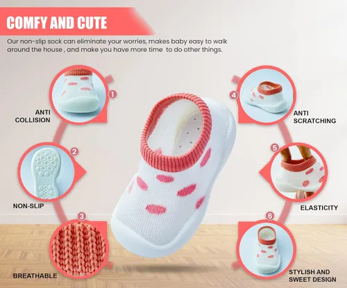 Vista 3 de Baby Shoes Boys Girls First Walking Shoes Non Slip Soft Sole Sneakers Toddler Infant Babygirl Sock Shoes