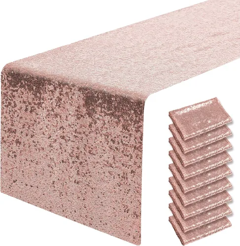 Vista 47 de Pufogu - Camino de mesa de lentejuelas brillantes de 12 x 72 pulgadas para fiestas de cumpleaños, decoración de bodas, despedidas de soltera