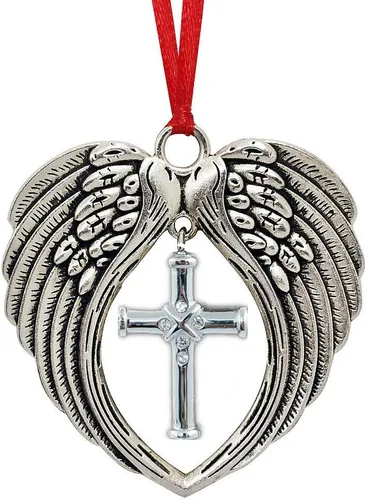 Vista 7 de JUPPE Regalos conmemorativos, regalos de condolencias por la pérdida de un padre amado, madre, alas de ángel, adorno de Navidad, decoración de un Un