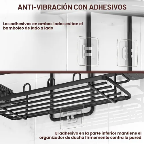Vista 4 de REINHARDT Organizador de ducha colgante, organizador de ducha a prueba de óxido, organizador de ducha anti-balanceo sobre el cabezal de ducha