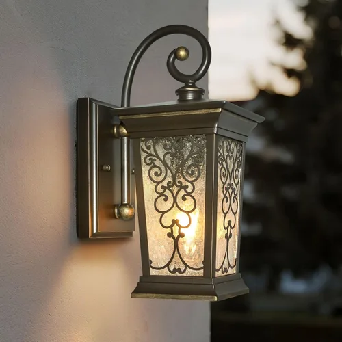 Vista 8 de ALVIME - Lámparas de pared para exteriores, accesorios de iluminación exterior de bronce aceitado de 14 pulgadas, luces impermeables