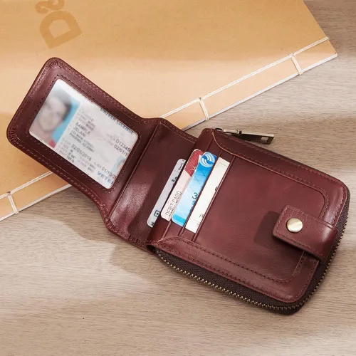 Vista 6 de Cartera para hombre E04, Café, Vintage