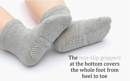 Vista 5 de 6 pares de calcetines antideslizantes y cálidos con puños para bebés, niños y niñas