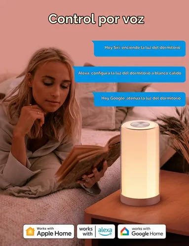 Vista 2 de meross Lámpara de mesa inteligente, lámpara de noche, compatible con Apple HomeKit, Siri, Amazon Alexa y SmartThings, blanco sintonizable