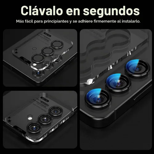 Vista 5 de YWXTW Protector de lente de cámara para accesorios Samsung Galaxy S25 [ajuste 1:1 y ultra claridad] 9H vidrio templado metal anillo individual Negro