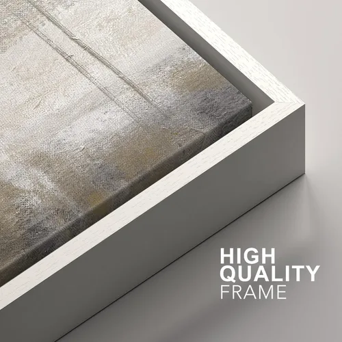 Vista 181 de SIGNFORD - Set de obras de arte en lienzo enmarcado para pared, ilustraciones abstractas de neblina del desierto en tonos neutros beige y marrón