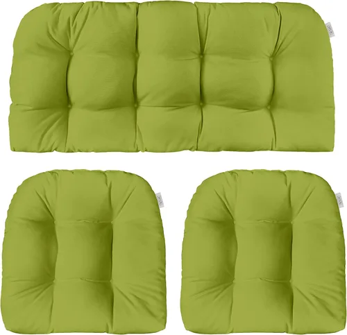 Vista 62 de RSH DECOR: Sunbrella - Juego de 3 cojines de mimbre copetudos 41 x 19 pulgadas y 19 x 19 pulgadas Fabricado con tela de rendimiento Sunbrella