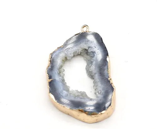 Vista 4 de QSLLER 5 Uds. de piedra natural ágata cristal brotes irregulares chapado en oro colgante hacer bricolaje joyería colgante accesorios encantos