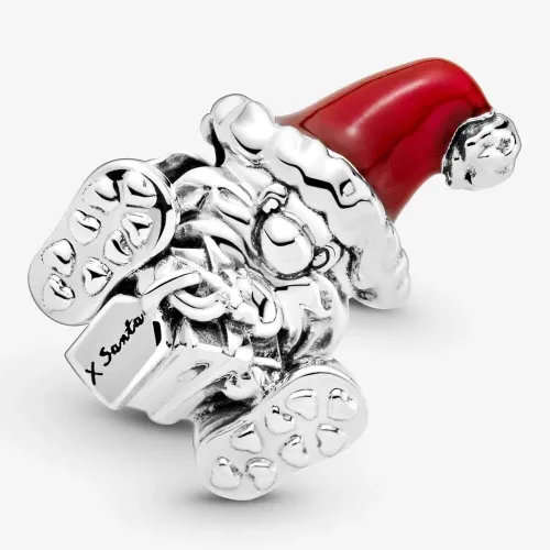 Vista 4 de PANDORA Abalorio de Papá Noel sentado y regalo, Metal, circonita