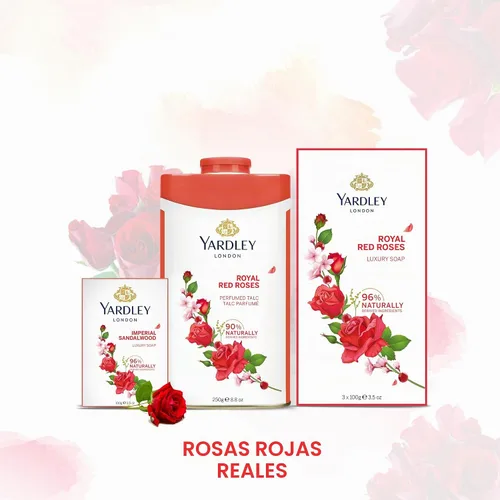 Vista 4 de Yardley London Talco perfumado, rosas rojas, 8.8 onzas, 8.82 oz