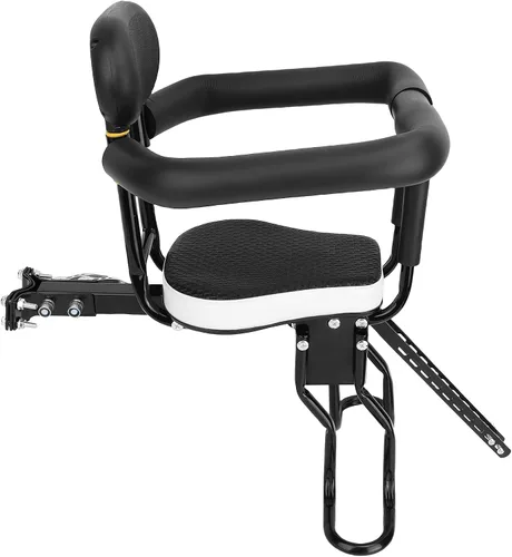 Vista 8 de Child Bike Seat with Adjustable Footrest, Thickened Sponge Seat, Detachable Guardrail, Steel Frame Front Mounted for 80KG Capacity Children