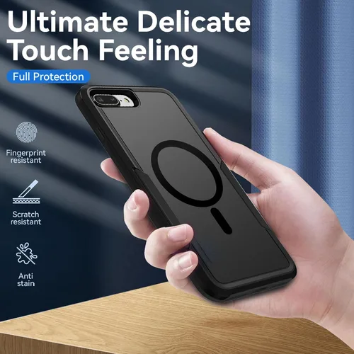 Vista 6 de Funda para iPhone 8 Plus, diseñada para iPhone 7 Plus, [compatible con Magsafe] [probada contra caídas de grado militar] a prueba de golpes, Negro
