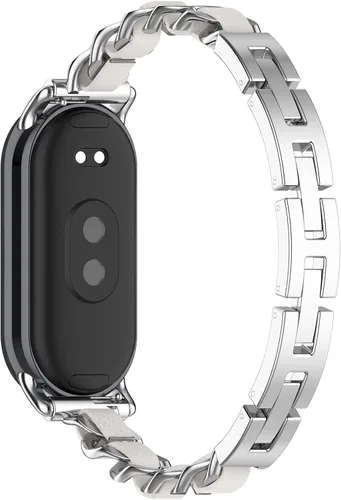 Vista 4 de Bandas compatibles con correas Xiaomi Mi Band 8, correa ajustable de acero inoxidable, accesorios de pulsera para mujer, repuesto para Mi Band 8