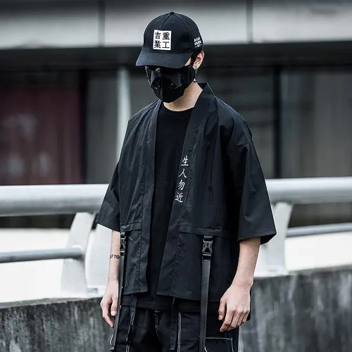 Vista 2 de Niepce Inc Cárdigan tipo kimono samurái japonés para hombre