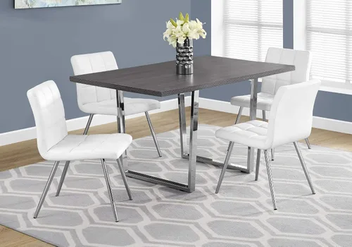 Vista 7 de Mesa de comedor, 60.0 in rectangular, cocina, comedor, laminado gris, metal cromado, contemporáneo, moderno YM414