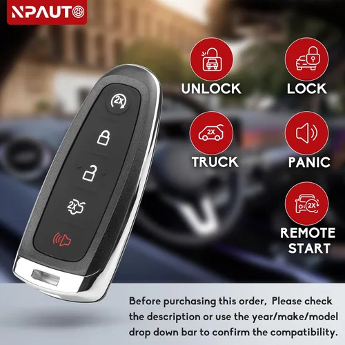Vista 2 de NPAUTO Llavero de repuesto para Ford Escape Focus SE Titanium BEV C-max ENERGI 2013 2014 2015 2016 2017 2018 2019, proximity Smart Keyless Entry