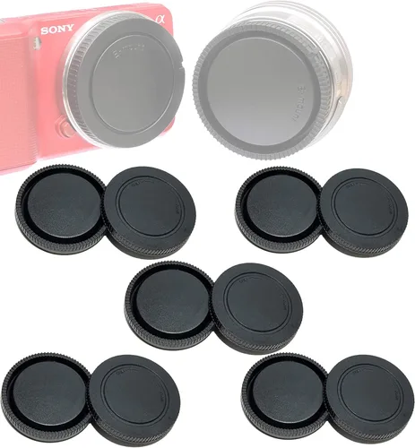 Vista 12 de Fotasy RBC2 2 x cubiertas de lente traseras y set de tapas con gamuza de limpieza para Canon EOS DSLR (negro)