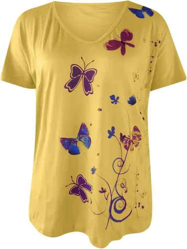 Vista 3 de Tops for Women Casual Summer,Women Butterfly Printed Top Summer Short Sleeve TeeShirts V Neck Dressy T Shirt