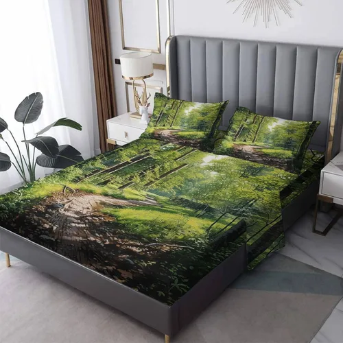 Vista 18 de Juego de sábanas abstractas tamaño individual, sábanas de microfibra suave, bolsillo profundo, sábanas y fundas de almohada estampadas sin arrugas
