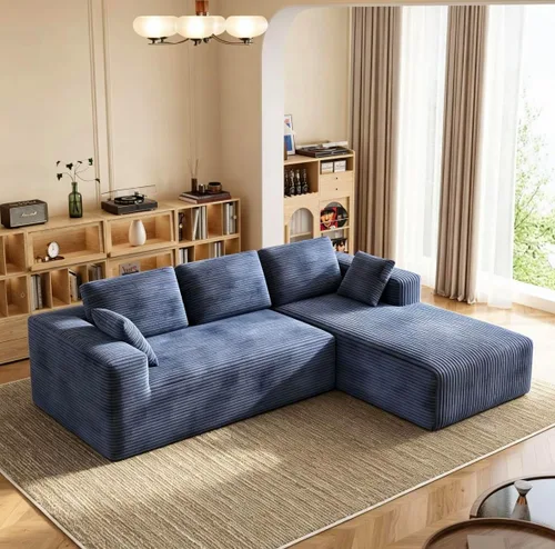 Vista 14 de Sofá modular de pana de 106 pulgadas, sofá en forma de L deshuesado con asiento profundo, sofá de espuma de nube con diván de gran tamaño, sofá Negro