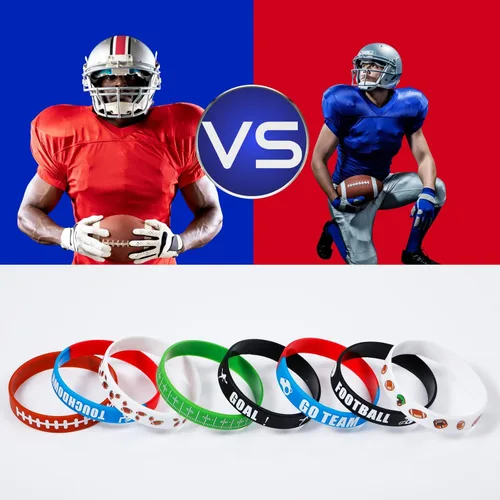 Vista 4 de Karenhi 96 pulseras de silicona para fiestas de fútbol, pulseras de goma a granel, accesorios de fútbol para decoración de fiesta de cumpleaños