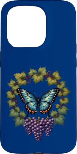 Vista 14 de Blue Winged Diana Fritillary Butterfly and Grape Vine Case for iPhone XR