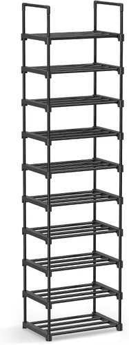 Vista 11 de SONGMICS Zapatero, Organizador de Zapatos de 2 Niveles, Estante de Almacenamiento de Metal, Vertical o Invertido, para 3-6 Pares, Apilable