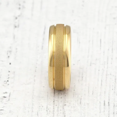 Vista 3 de 100S Jewelry - Anillos de tungsteno grabados personalizados para hombres y mujeres, anillo de boda de oro con acabado pulido, borde de cúpula