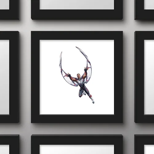 Vista 3 de Trends International Gallery Pops Marvel Comics Avengers - Póster de pared de Halcón, 12 x 12 pulgadas, versión enmarcada en negro