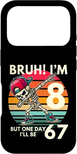 Vista 29 de Bruh I'm 8 But One-Day I'll Be 67 Retro 8th Birthday Kids Case for iPhone XR