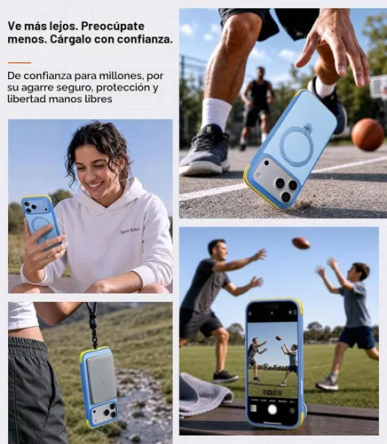 Vista 9 de TORRAS Funda Q3 Rugged para iPhone 18 Pro 360 con soporte magnético, apto Isla azul