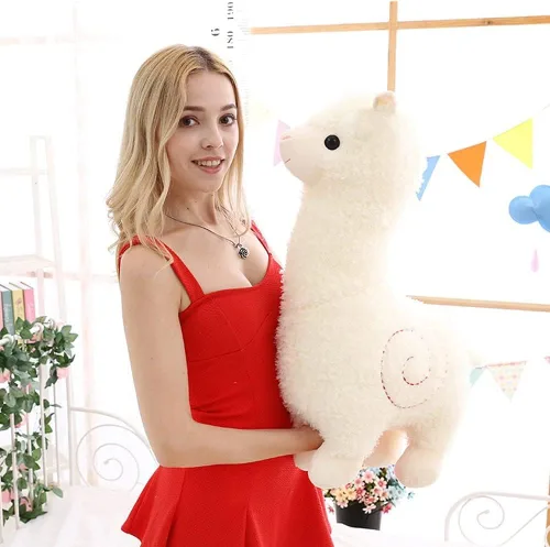 Vista 6 de JOSON Juguete de peluche de alpaca, almohada de peluche de camello súper lindo para cumpleaños, Navidad, regalo del día de San Valentín