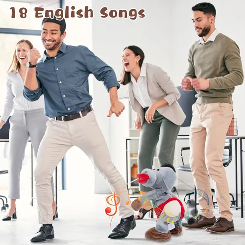 Vista 5 de Emoin - Juguete de burro que baila y canta, juguete de peluche interactivo musical de burro que se mueve, juguetes de felpa electrónicos, regalos