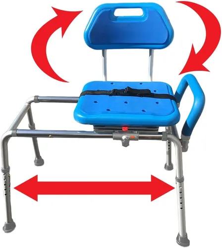 Vista 8 de Platinum Health Gateway Banco de transferencia para bañera deslizable premium con asiento giratorio acolchado (Azul)
