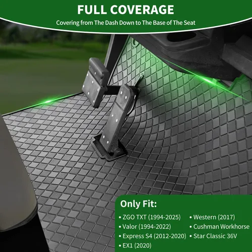 Vista 2 de Golf Cart Floor Liner Mat 8mm Thick Rubber Full Coverage Fit for EZGO TXT (1994-2025), Express S4 (2012-2020), Cushman Workhorse, EX1 (2020), Valor