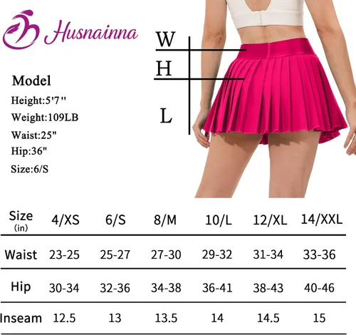 Vista 5 de Husnainna Falda de tenis plisada para mujer, pantalones cortos integrados de cintura alta, faldas atléticas con bolsillos, estilo casual