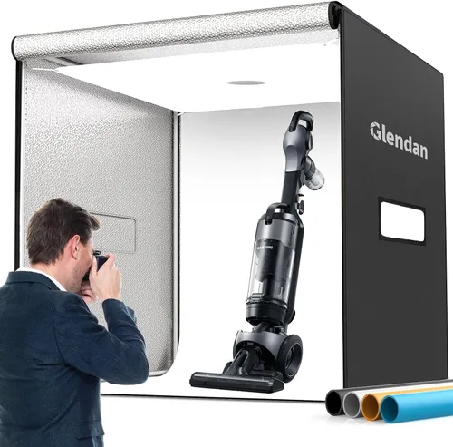 Vista 14 de Caja de luz Glendan para fotografía, caja de fotos de 10"x10" con 88 luces LED de alto índice de reproducción cromática, 6 fondos de PVC