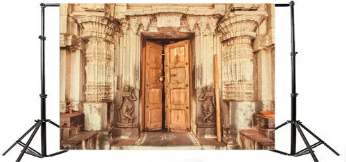 Vista 3 de Yeele Telón de fondo de templo hindú indio de 12 x 8 pies para fotografía, religión antigua, templo sagrado, entrada de fondo, mito Shiva, galería