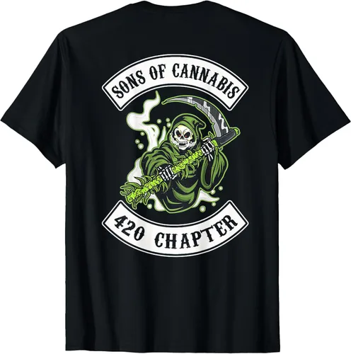 Vista 2 de Camiseta SONS OF CANNABIS 420 CAPÍTULO (en la espalda), Negro