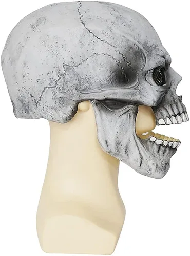 Vista 2 de EraSpooky Máscara de calavera de látex para Halloween, accesorios de disfraz de terror