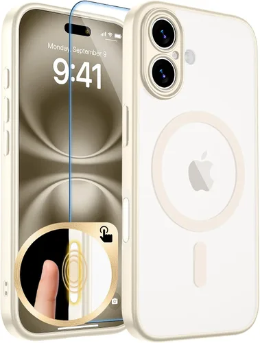 Vista 393 de zapica Funda magnética para iPhone Air, con protector de pantalla de vidrio templado, compatible con MagSafe, translúcida mate, a prueba de golpes