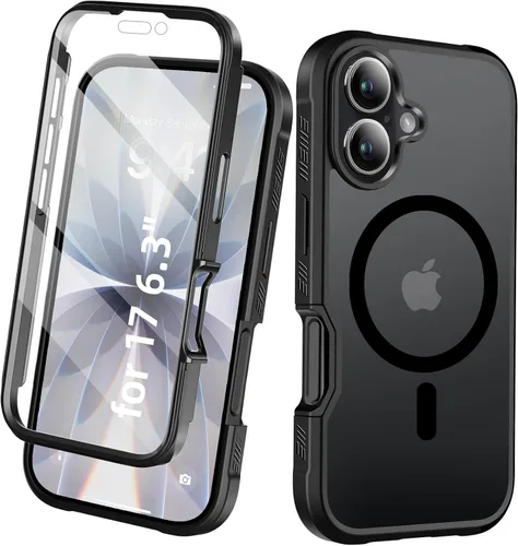 Vista 25 de Funda para iPhone 15 de cuerpo completo, protector de pantalla integrado, con protector de lente de cámara, [antiamarilleamiento], funda protectora